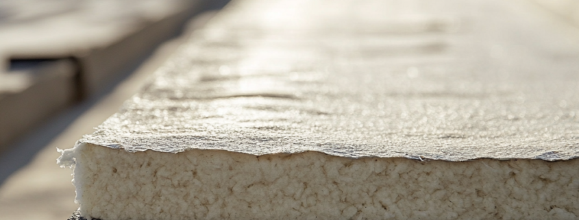 Flat roof insulation material ready for installation