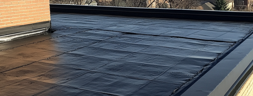 Flat roof slope installation for effective water drainage.