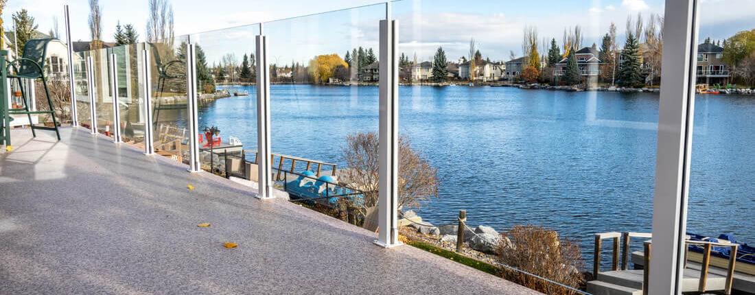 DeckRite membrane installed on a lakeside deck, providing superior waterproofing and durability in outdoor environments.