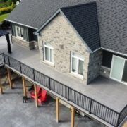 Deckrite vinyl membrane installed on outdoor deck for waterproofing and durability